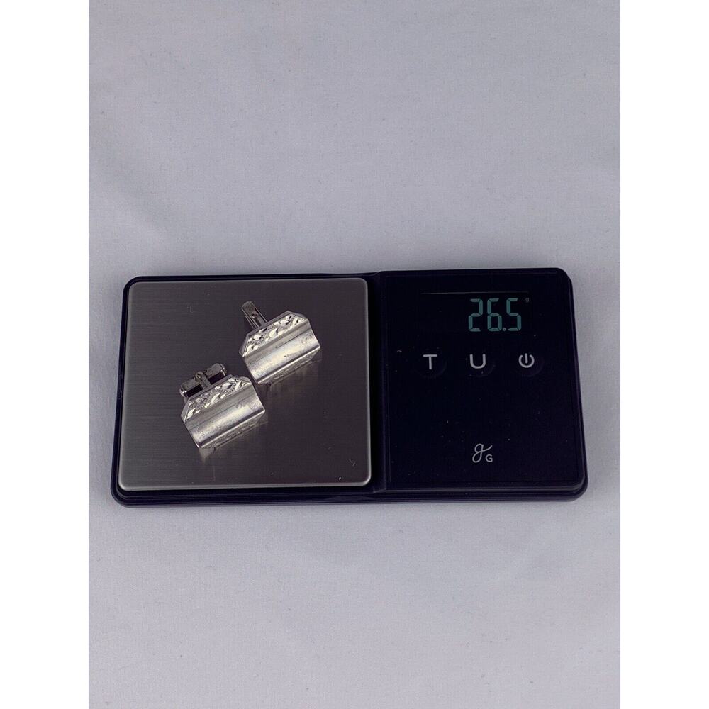 Large Sterling Silver Cufflinks Anson Engravable Statement Heavy 26.5g VTG M1 - Picture 11 of 11